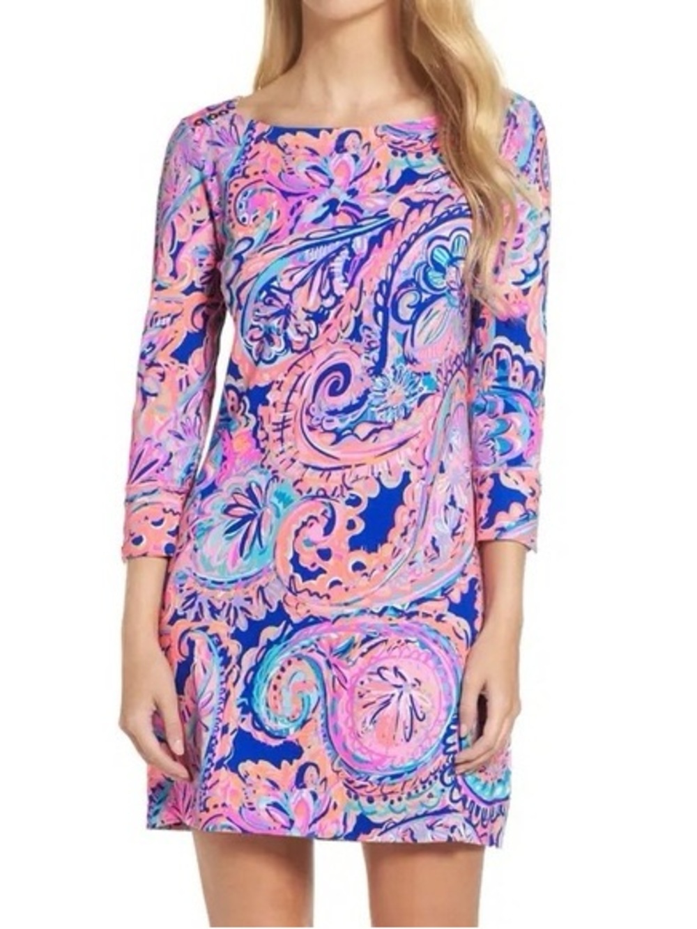 Lilly Pulitzer Pink & Blue Paisley Long Sleeve Dress